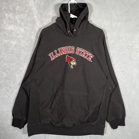 A1 Vintage Steve & Barrys Illinois State Redbirds Hoodie Sweatshirt Adult XL Blk Cover