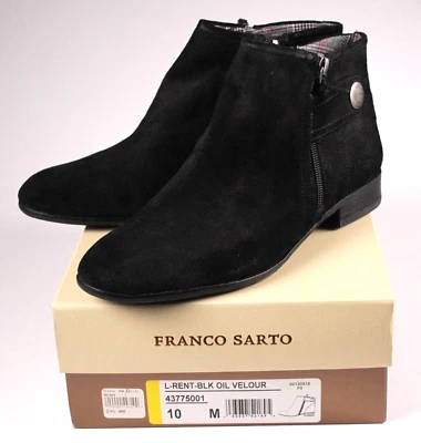 Botas femininas de camurça preta Franco Sarto tamanho 10 - Novo na caixa - Imagem 1 de 2