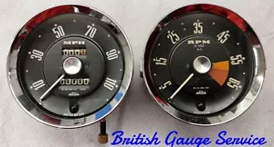 MGA 1500 Jaeger Gauge Speedo MPH and Tacho RPM Early 1955/56 - Foto 1 di 8