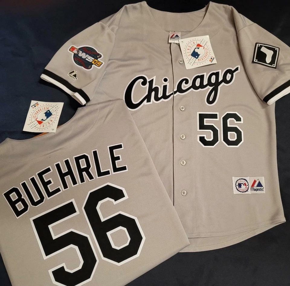 1728 Chicago White Sox MARK BUEHRLE 2005 World Series Baseball Jersey GRAY New - Image 1 of 1