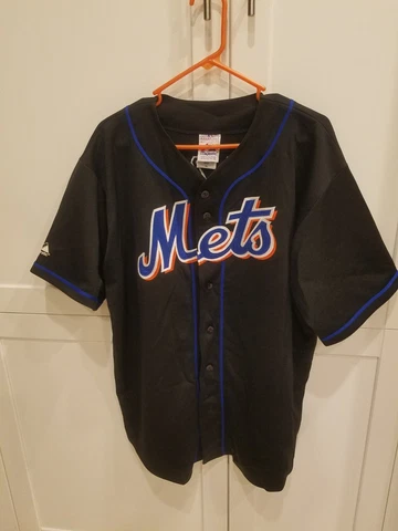 Vintage Mike Piazza Majestic New York Mets Sewn Black Jersey Size XL Cover