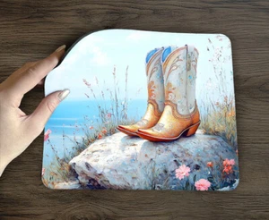 BOOTS MOUSE PAD, Flowers Ocean Rock Cowboy Grass Computer Desk Mat E077 - Picture 1 of 4