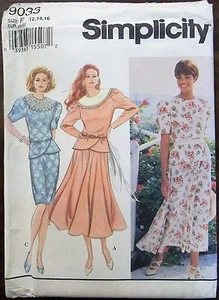 Simplicity sewing pattern no.9035 Ladies round necked dress size 12-16 unused - Picture 1 of 2
