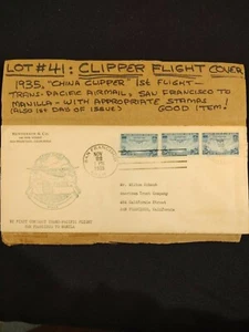 `1935 CLIPPER FLIGHT COVER- CHINA CLIPPER 1° SAN FRANSCIO A MANILLA - Foto 1 di 2