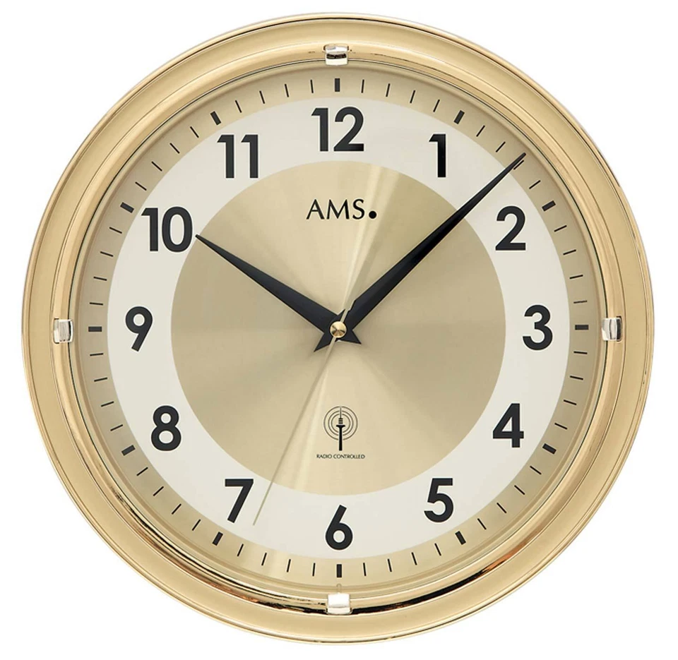 AMS 5946 Funkwanduhr in goldoptik Funkwanduhren Wanduhren modern Wanduhr - Bild 1 von 1