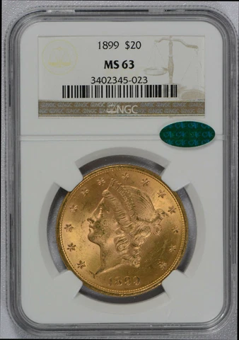 1899 $20 Liberty Gold Coin NGC graded MS63 CAC  -  Free shipping ! Cover