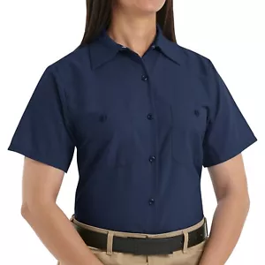 Womens Short Sleeve Uniform Work Shirt Navy Blue SP23 Red Kap Ladies 2nd - Picture 1 of 2