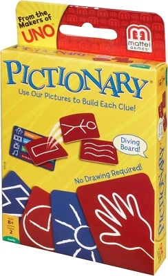 Pictionary Card Game Travel Version No Drawing Required Mattel Games Box Tatty - Image 1 of 4