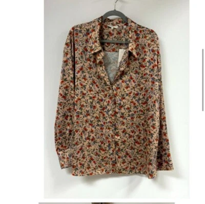 Блузка с длинным рукавом Vince гранат цветочный узор. Новый с Ярлыками. Размер XXXL. Розничная цена - $375 - Изображение 1 из 4