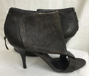 givenchy shoes Deep Brown Open Toe Zip Booty Textured Pebbled Leather Size 40 - Picture 1 of 11