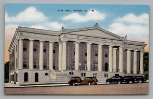 Georgia Macon City Hall Old Southern Style Architecture Unposted Linen Postcard - Picture 1 of 2