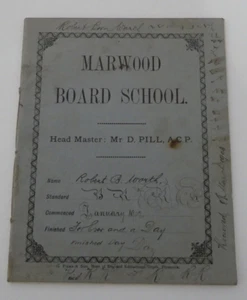 Antique Marwood Board School Devon Exercise Book Robert B Worth 1902 - Picture 1 of 18