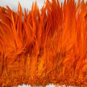 Hackle Saddle Rooster Feather Strung per 10cm - Orange - Picture 1 of 1