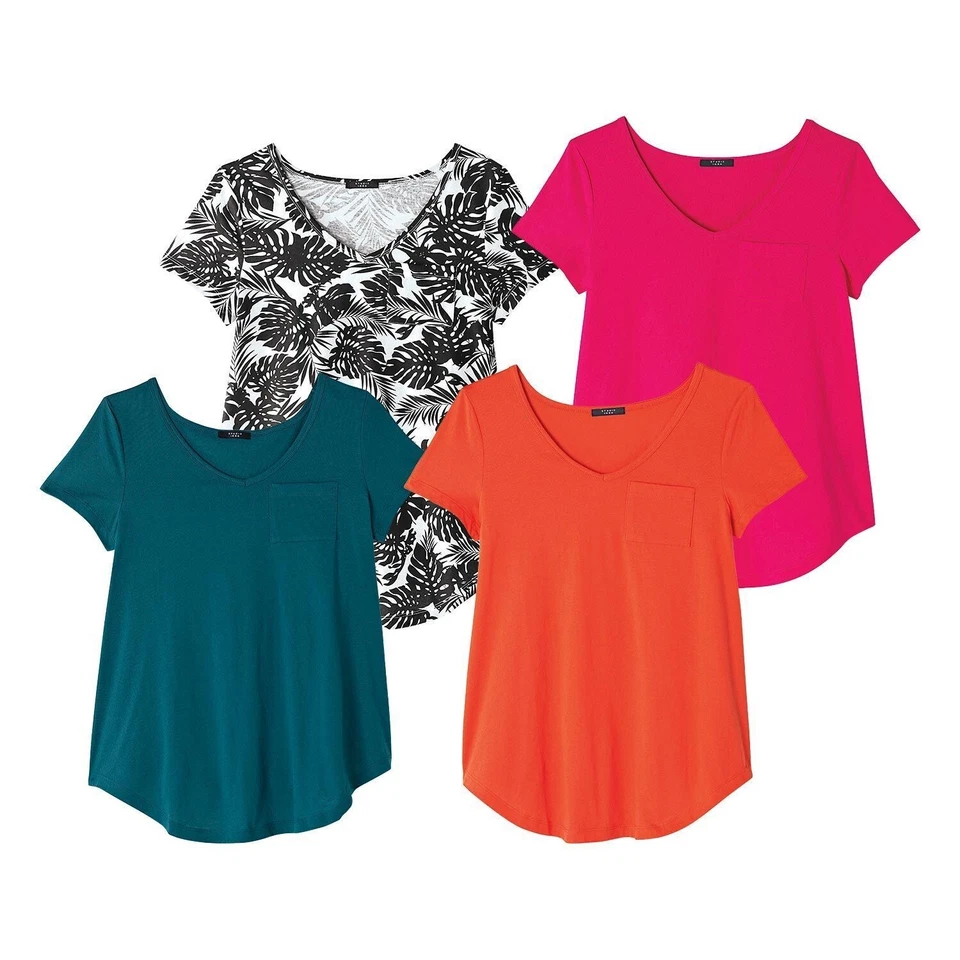 Paquete de 4 camisetas clásicas Avon con cuello en V talla (pequeñas 4-6) Foto 1 de 1