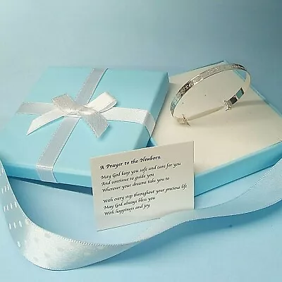 Solid 925 Silver Expanding Baby Bangle Christening Bracelet + Box • 17.99£