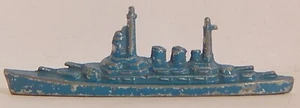 VINT 1940 CRACKER JACK BATTLESHIP SHIP TOOTSIE TOY BLUE METAL - Picture 1 of 4