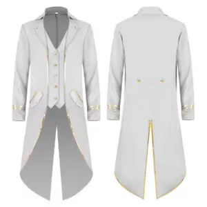 Men's Half Length Swallow-Tailed Coats Halloween Jackets Medieval Dresses - Picture 1 of 16