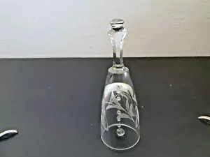 Vintage Crystal Clear Bell With Etched Floral Design 7" - Picture 1 of 6