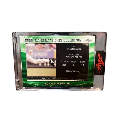 2022 Leaf Game Day Ticket Collection Ronald Acuna Jr, July 3rd 2018 TC-88 - Image 1 of 4