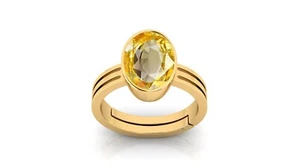 Anillo chapado en oro con piedras preciosas Pukhraj de zafiro amarillo de 6,25 Ratti de 5,50 quilates - Imagen 1 de 5