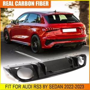 For Audi RS3 8Y Sedan 2022-23 DRY Carbon Fiber Rear Bumper Diffuser Lip Spoiler - Picture 1 of 9