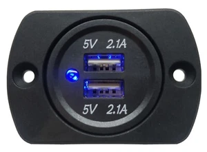 DUAL USB 4.2A CHARGER 12V 24V SOCKET OUTLET FLUSH MOUNT 4X4 CAR MARINE AU - Picture 1 of 4