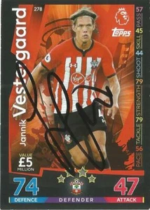 JANNIK VESTERGAARD SIGNED SOUTHAMPTON 2018/2019 MATCH ATTAX TRADING CARD+COA - Picture 1 of 1