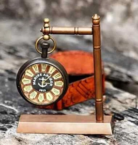 Antique Nautical Brass Table Clock Desk Clock Desktop Maritime Clock Gift 4.5" - Imagen 1 de 5