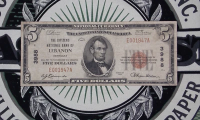 1929 $5 NB Kentucky National Currency *LEBANON* KY Ch#3988 E001947A ECC&C, Inc. - Image 1 of 4