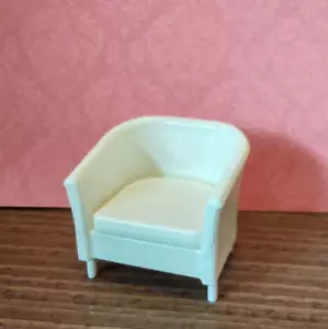 Easy Lounge Sofa chair white 1:24th scale dolls house furniture modern UHA7 - Picture 1 of 3