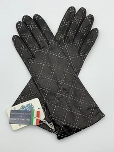 Guantes de napa Portolano negros acolchados de cuero suave forrados de lana de cordero talla 7 nuevos con etiquetas - Imagen 1 de 13