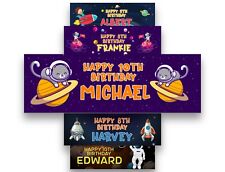 Personalised Birthday Banners Space Design Decoration Kid Party Children 247
