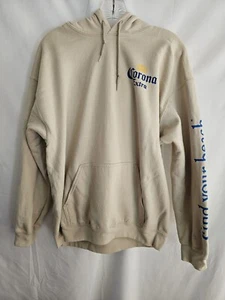 Corona Hoodie Beige Heavy Weight Hoodie FIND YOUR BEACH Pullover Size Medium - Picture 1 of 8