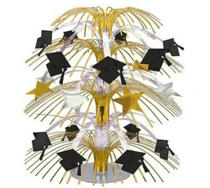 Black, Gold & Silver Graduation Cascade Centerpiece – 1 Piece - Picture 1 of 1