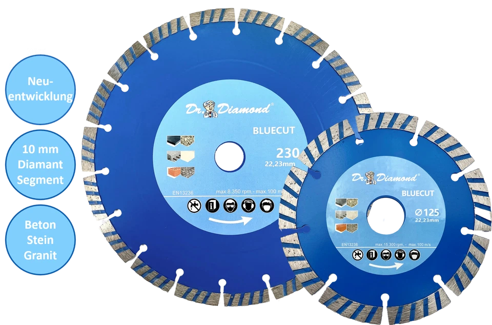 Neuentwicklung: Blue Cut 10 Premium Diamanttrennscheibe Universal | 125 - 230 mm - Bild 1 von 3