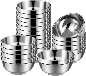 20 Pack Stainless Steel Bowl Set 13Oz Double Walled Insulated Snack Bowls Small  - Picture 1 of 8
