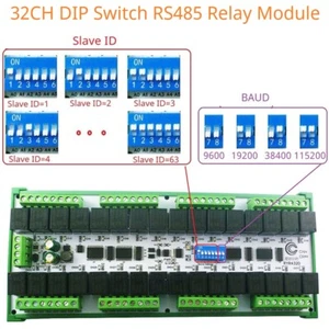Módulo de relé multifunción Modbus RTU 12V 24V 20A 32CH RS485 interruptor PLC control remoto I - Imagen 1 de 10