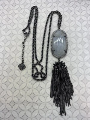 Collar Kendra Scott Rayne Borla Larga Tono Gunmetal Labradorita Foto 1 de 4