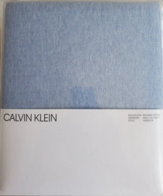 Sábana plana Harrison moderna de algodón para dormitorio Periwinkle de Calvin Klein talla King azul Foto 1 de 4