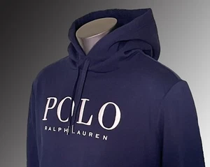 Polo Ralph Lauren Logo-Embroidered Cotton-Blend Hoodie Navy Size Large - Picture 1 of 7