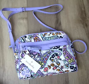 NEW VERA BRADLEY $95 TRIMMED CROSSBODY BAG PURSE MADDELENA PAISLEY SOFT PURPLE - Picture 1 of 4