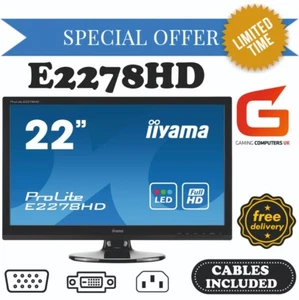 iiyama ProLite E2278HD 21.5" LED MONITOR SCREEN FHD STAND & CABLES INCLUDED! - Picture 1 of 8
