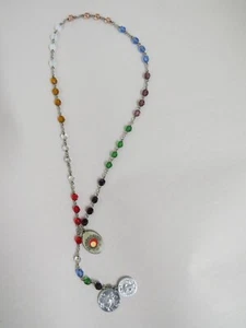 St Michael Archangel Chaplet Multi-Colored Beads Rosary & St. Philomena Relic - Picture 1 of 9