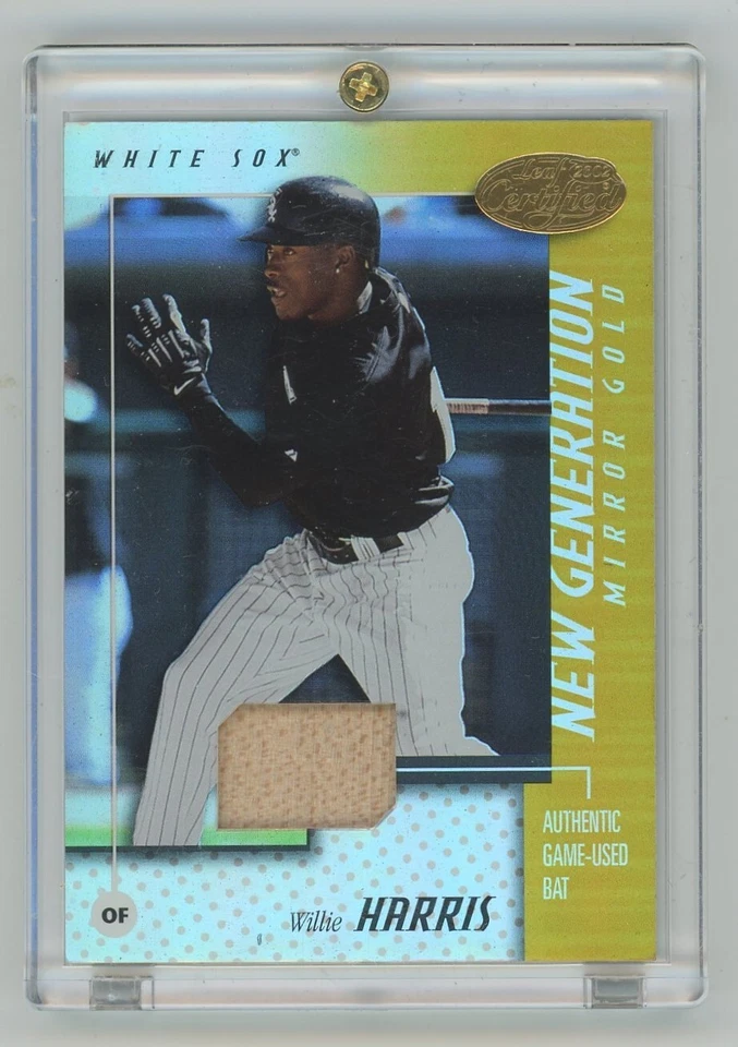 WILLIE HARRIS 2002 LEAF CERTIFIED MATERIALS BAT PATCH MIRROR GOLD ROOKIE 23/25 - Image 1 of 2