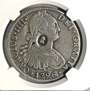 (1797-1799) G.B. GEORGE III COUNTERMARK BANK DOLLAR OF 5 SHILLINGS NGC VF DETAIL - Picture 1 of 4