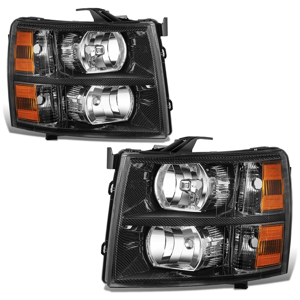 Conjunto de farol padrão fibra de carbono Fit 07-14 Chevrolet Silverado 2500 HD - Imagem 1 de 4