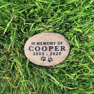 pet headstone grave marker -7 " personalized - custom engraved - river rocks - Picture 1 of 3