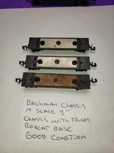 3" BACHMANN N SCALE BOXCAR CHASSIS WITH TRUCKS N SCALE CHASSIS ONLY PARTS LOT . - Picture 1 of 10
