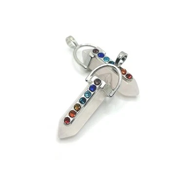 Rose Quartz Stone Pendants with Chakra Stones - US Seller - Изображение 1 из 3