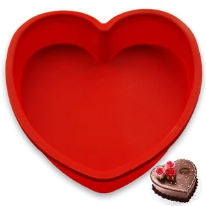 Silicone Heart Shaped Cake Pans,9 Inch Silicone Cake Pan for Baking, Heart Mo... - Picture 1 of 6